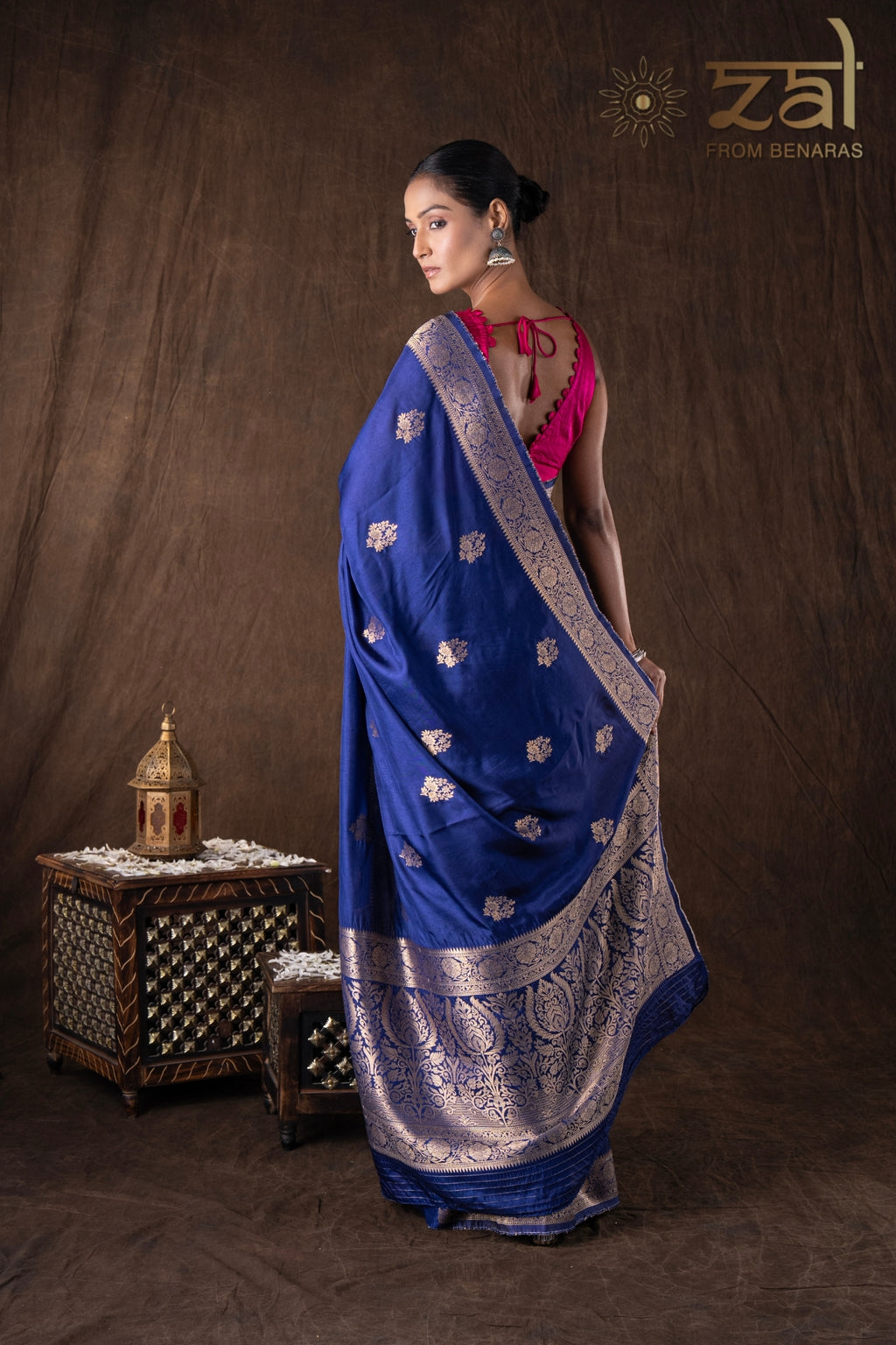 Dark Blue Pure Katan Silk Banarasi Handloom Saree