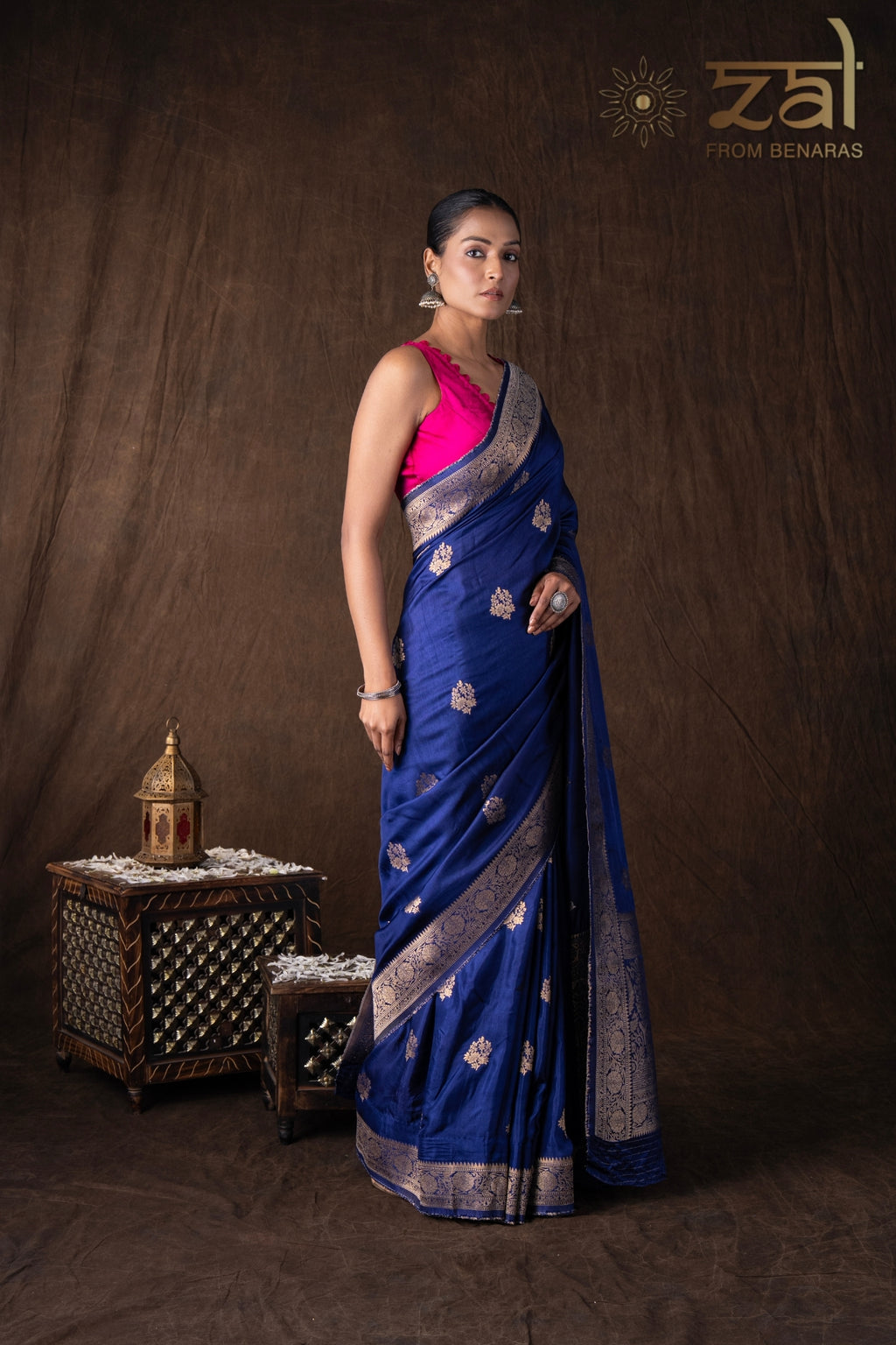 Dark Blue Pure Katan Silk Banarasi Handloom Saree