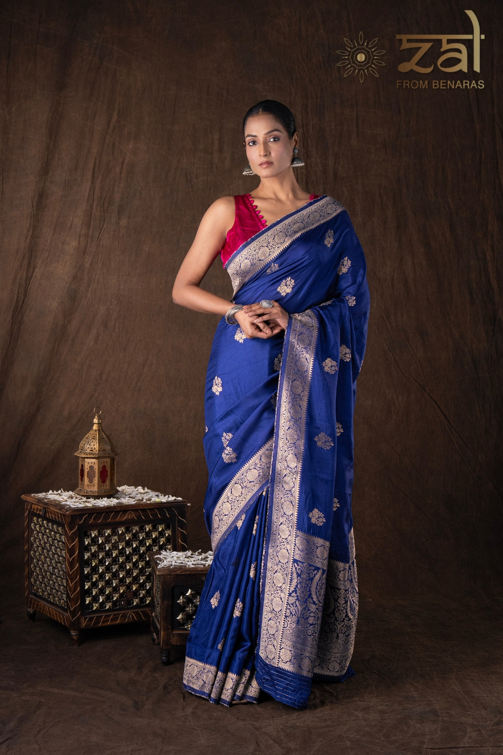 Dark Blue Pure Katan Silk Banarasi Handloom Saree