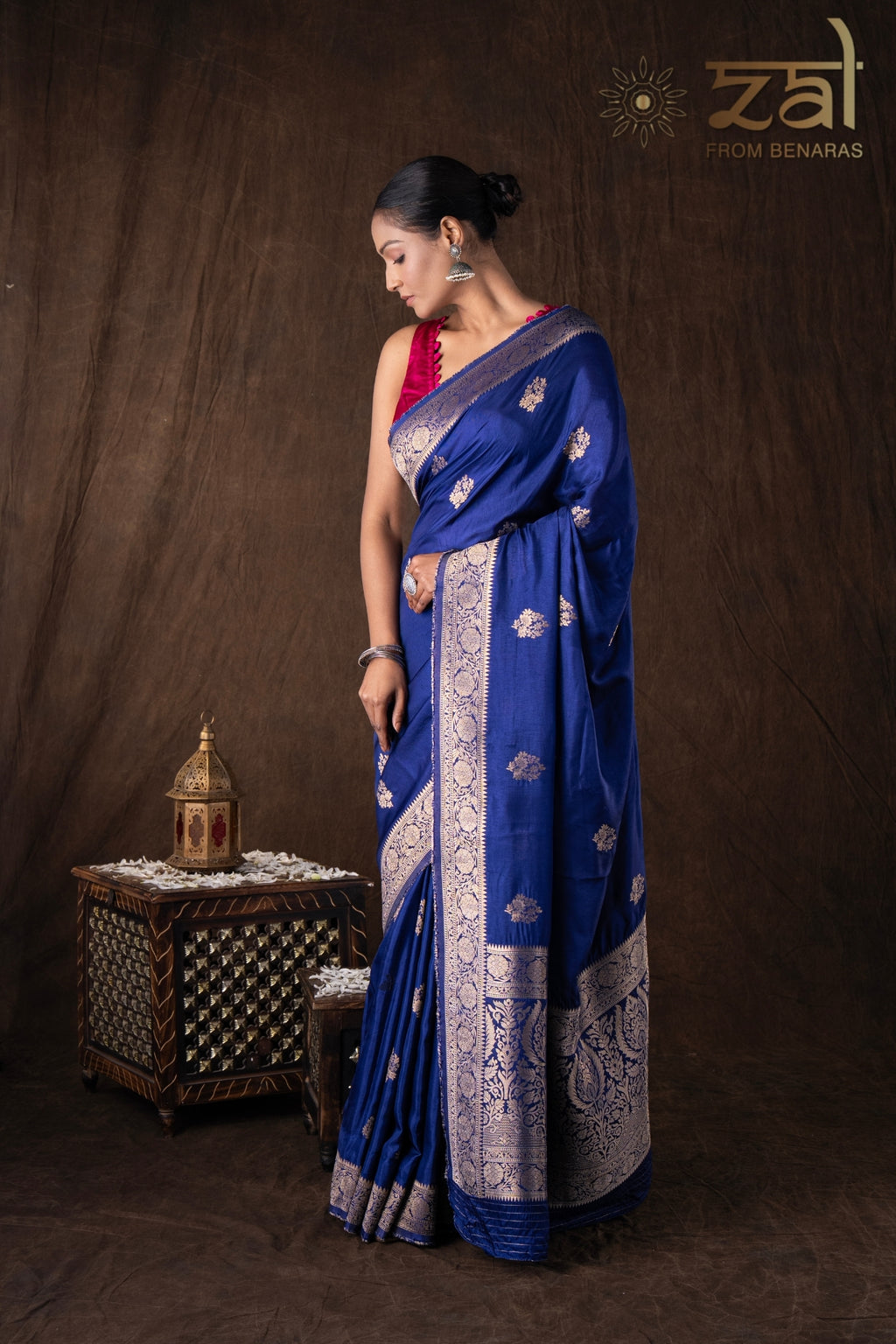 Dark Blue Pure Katan Silk Banarasi Handloom Saree