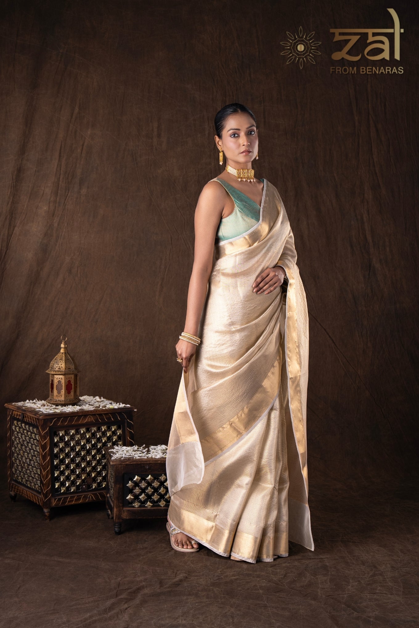 Golden Pure katan Silk Banarasi Handloom Saree