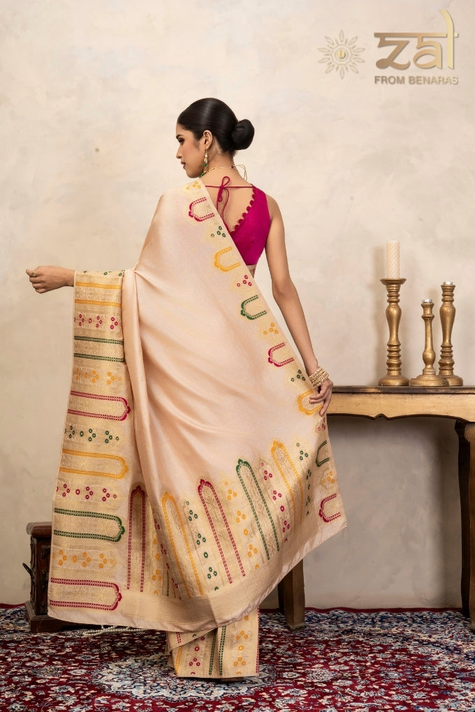 Rose Pink Pure Katan Silk Banarasi Handloom Saree