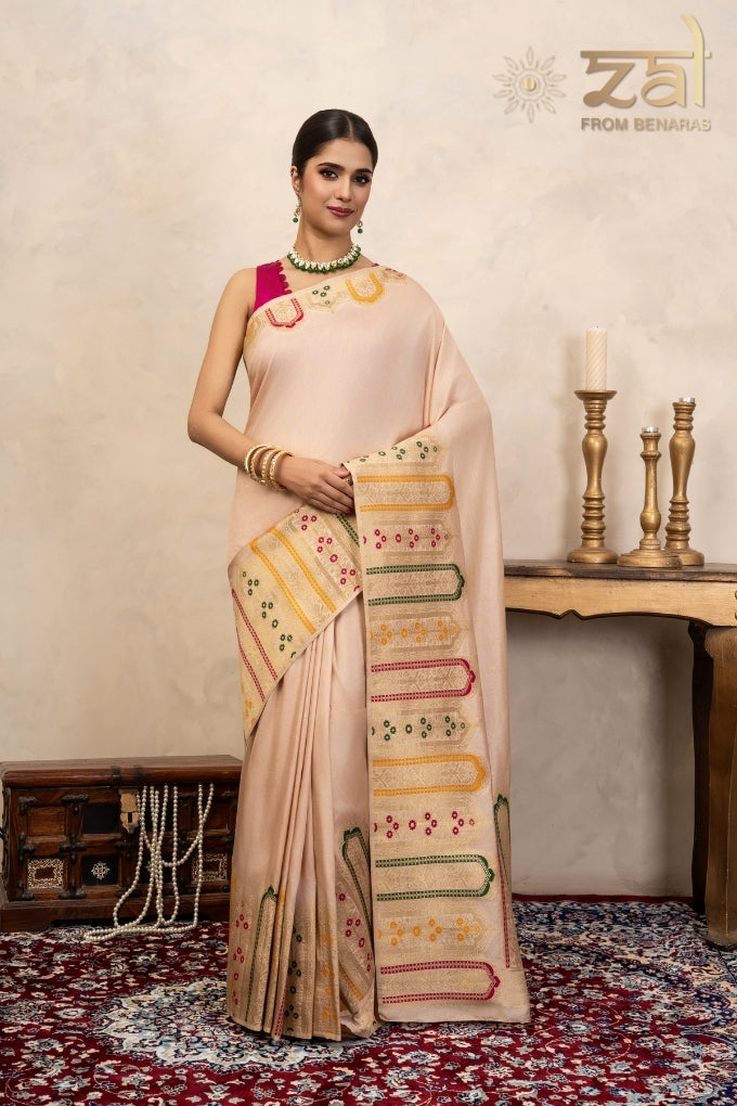 Rose Pink Pure Katan Silk Banarasi Handloom Saree