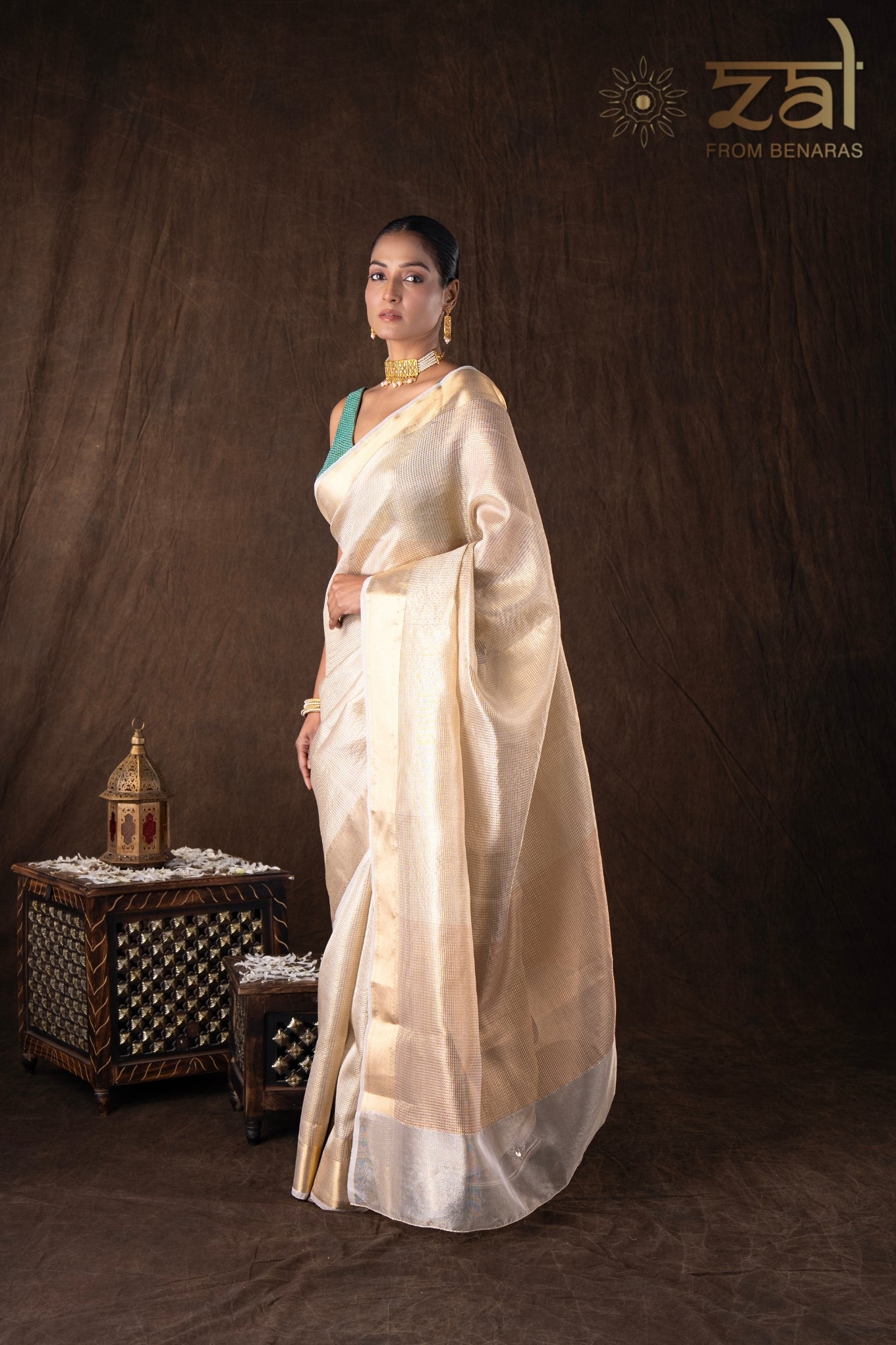 Golden Pure katan Silk Banarasi Handloom Saree
