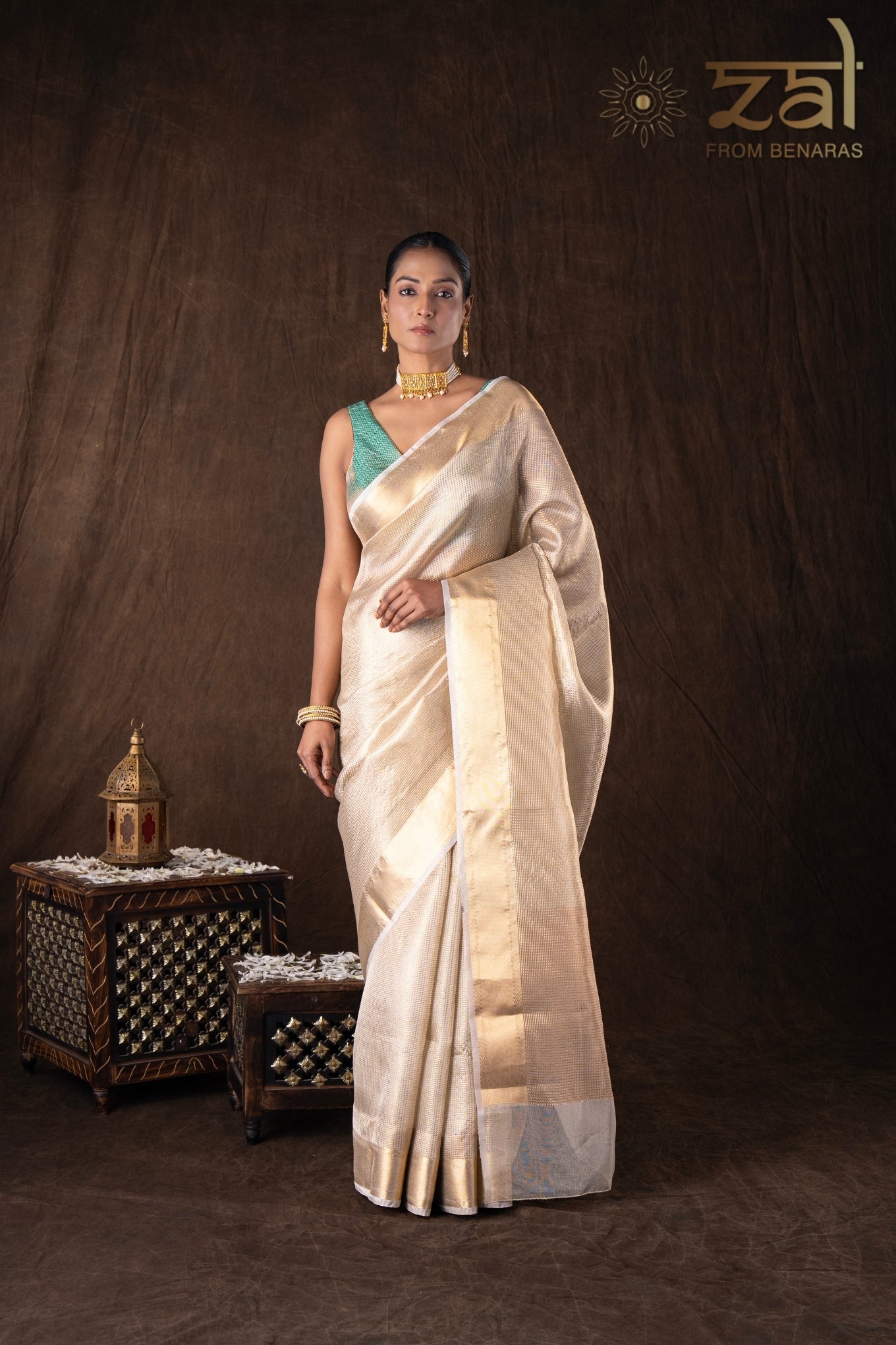Golden Pure katan Silk Banarasi Handloom Saree