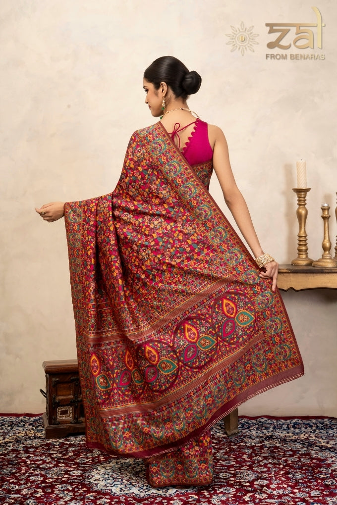 Red Pure Silk Banarasi Meenakari Handloom Saree
