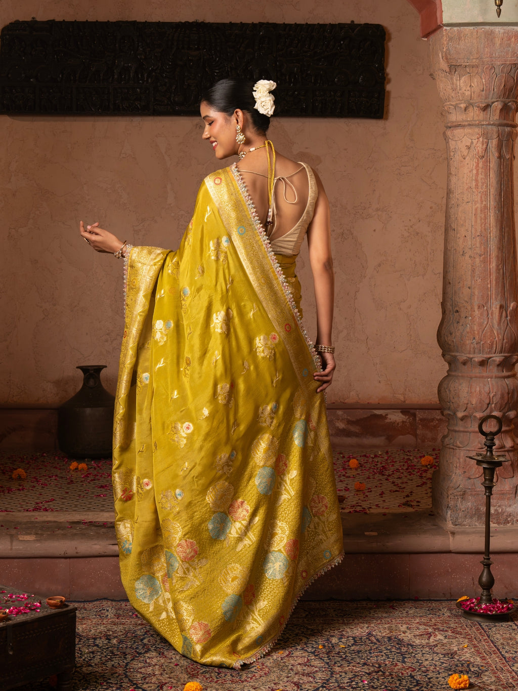 Green Pure Chiffon Banarasi Silk Handdloom Saree