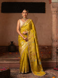 Green Pure Chiffon Banarasi Silk Handdloom Saree