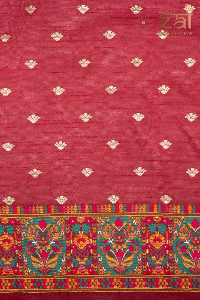 Red Pure Silk Banarasi Meenakari Handloom Saree