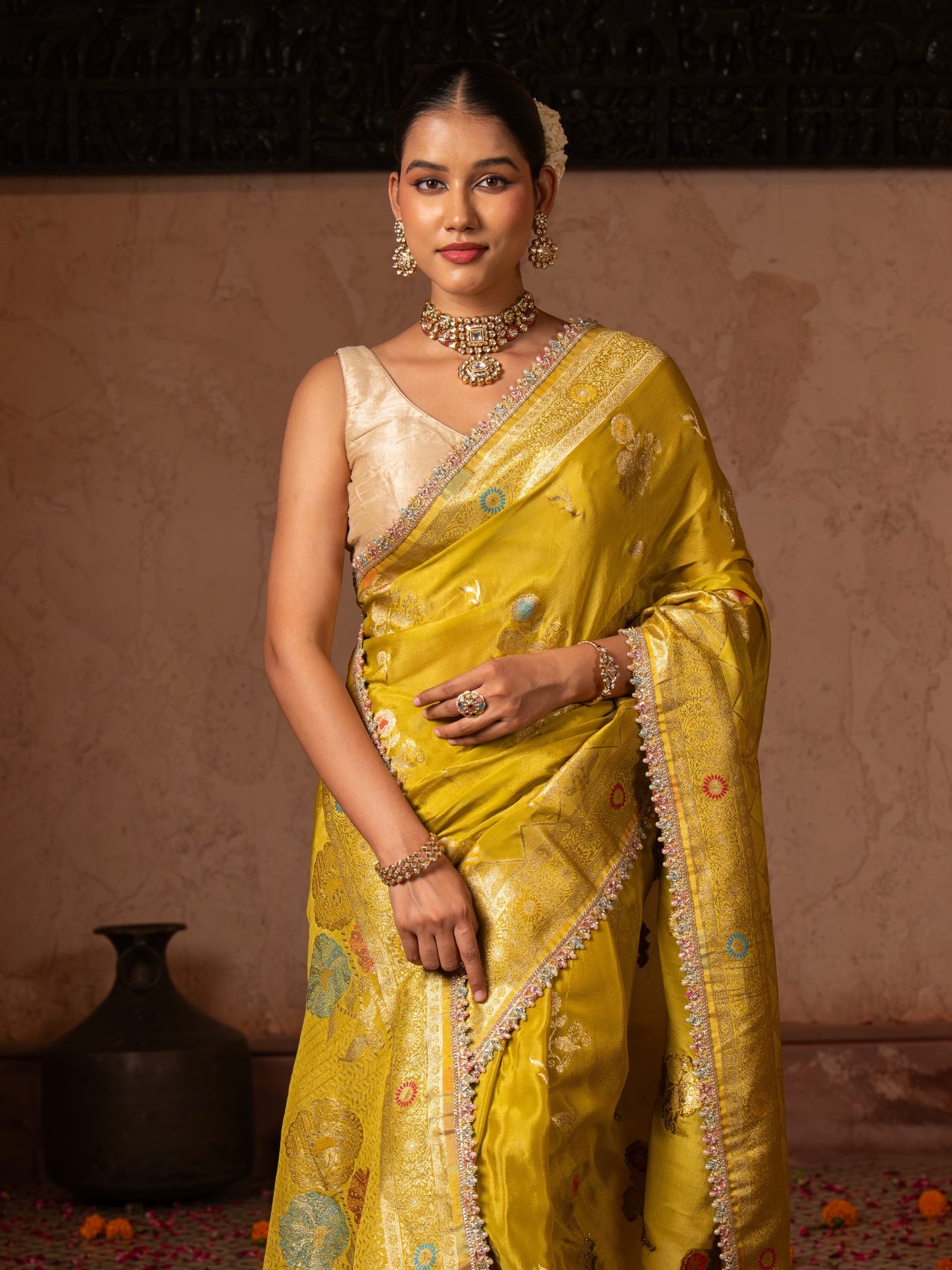 Green Pure Chiffon Banarasi Silk Handdloom Saree