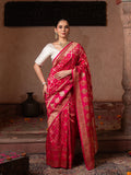 Pink Pure Monga Silk Banarasi Ghatchola Handloom Saree