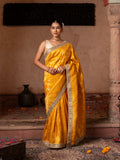 Yellow Pure Katan Banarasi Handloom Saree