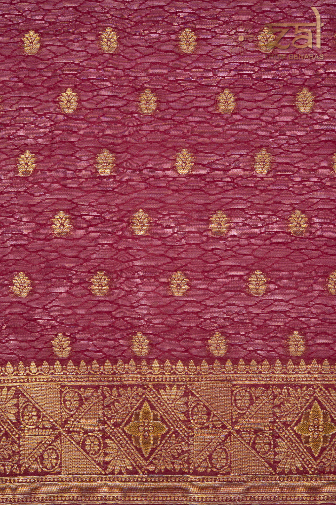 Maroon Pure Silk Banarasi Handloom Saree