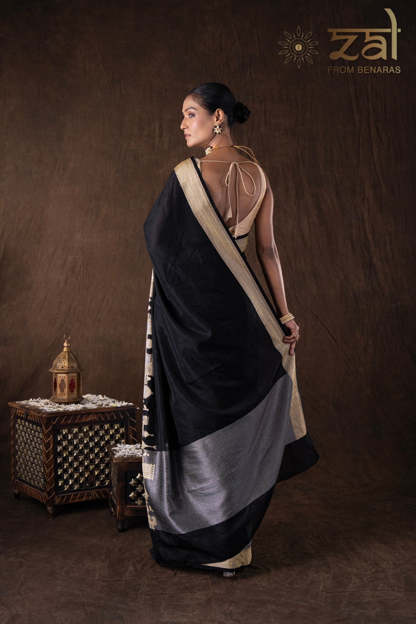 Black Kashi Pure Silk Banarasi Handloom Saree