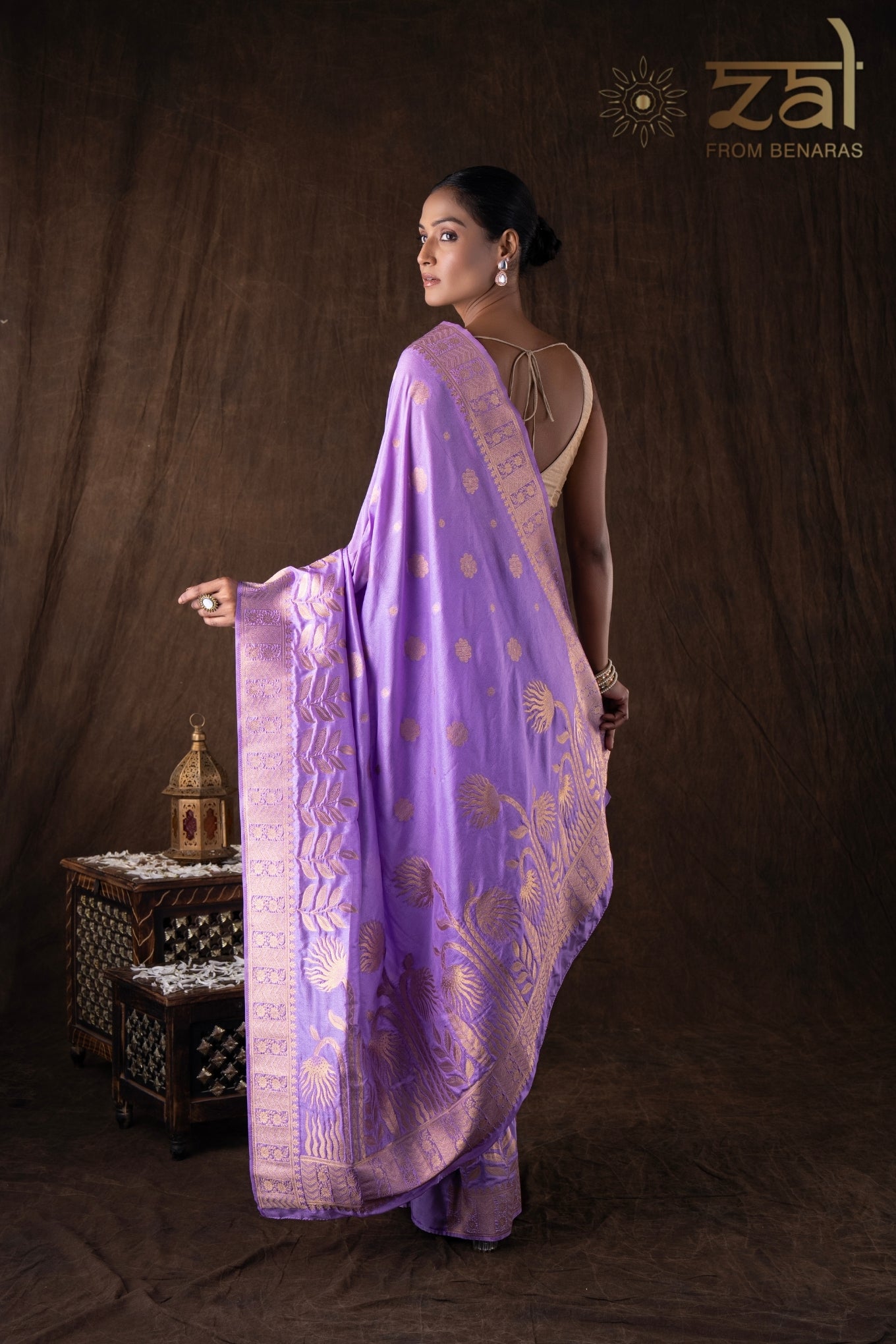 Mauve Pure Monga Silk Banarasi Handloom Saree