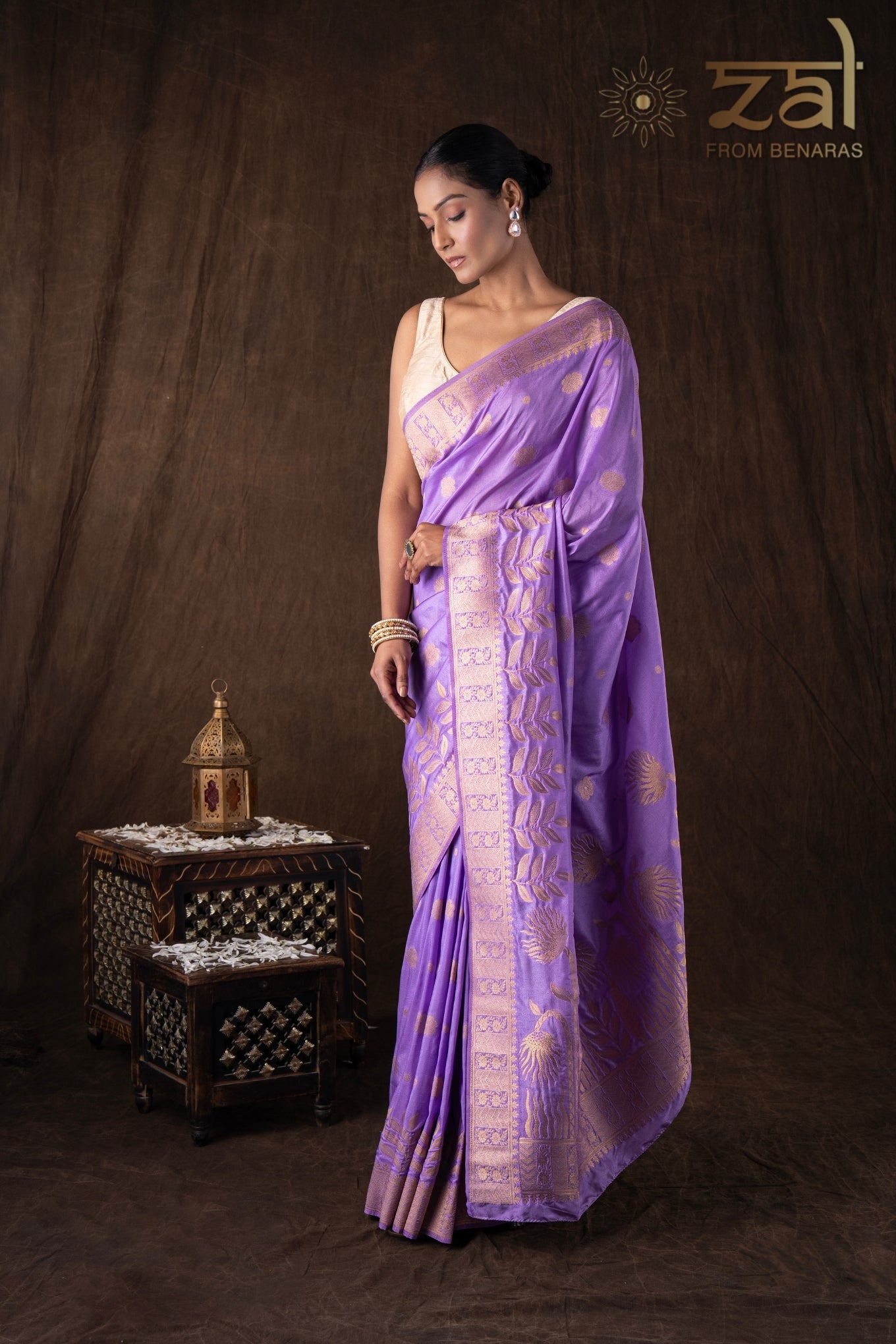 Mauve Pure Monga Silk Banarasi Handloom Saree