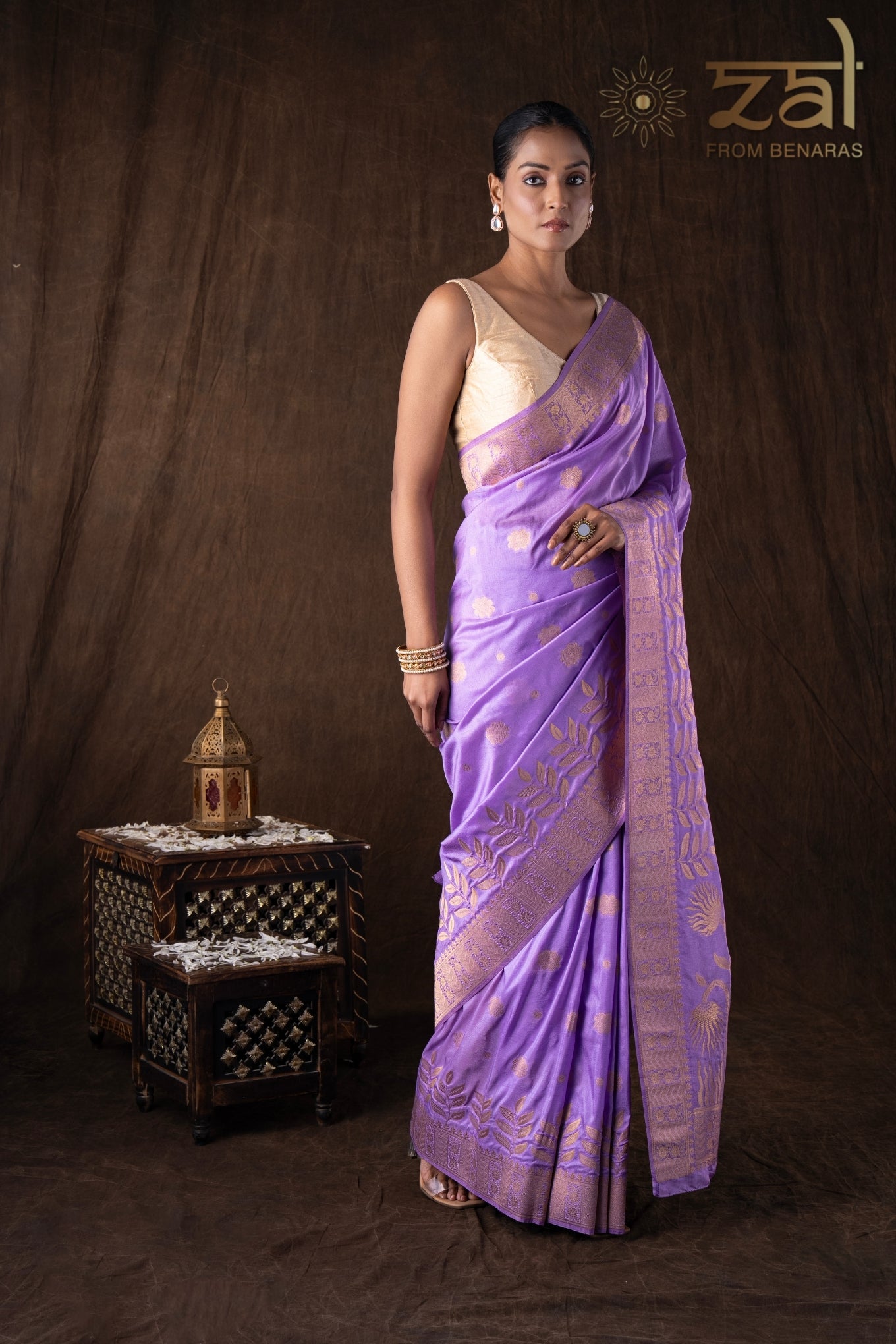 Mauve Pure Monga Silk Banarasi Handloom Saree