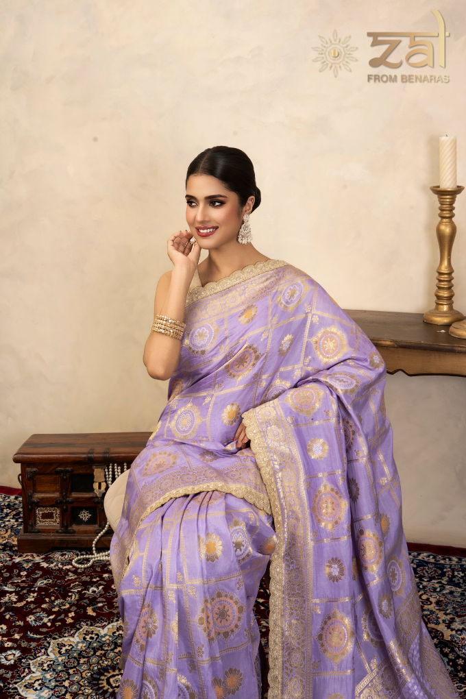 Light Lavender Pure Silk Banarasi Patola Handloom Saree