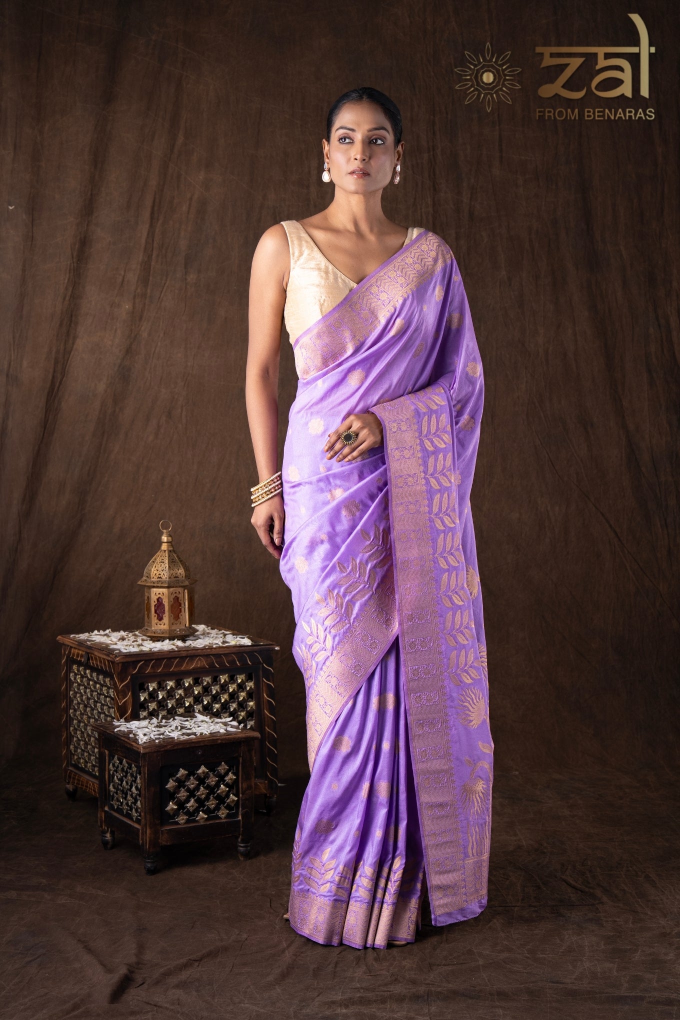 Mauve Pure Monga Silk Banarasi Handloom Saree