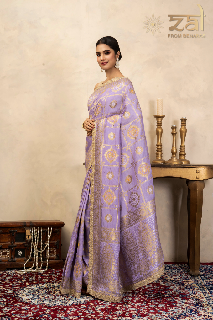 Light Lavender Pure Silk Banarasi Patola Handloom Saree