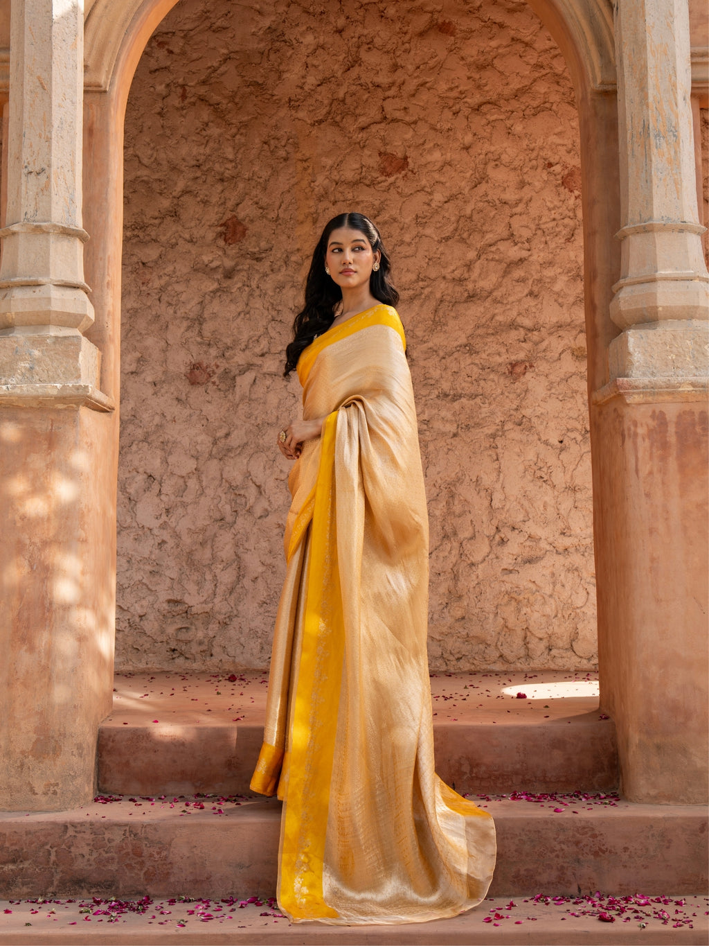 Yellow Pure Tissue Silk Banarasi Brocade Handloom Saree