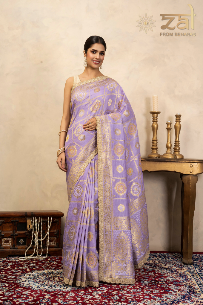Light Lavender Pure Silk Banarasi Patola Handloom Saree