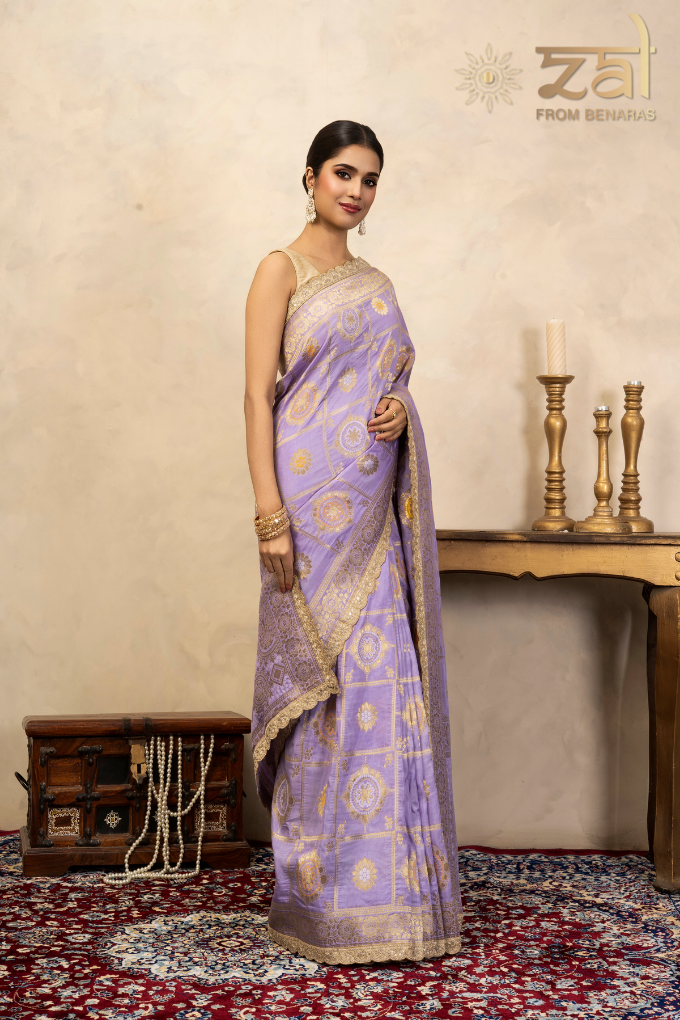 Light Lavender Pure Silk Banarasi Patola Handloom Saree