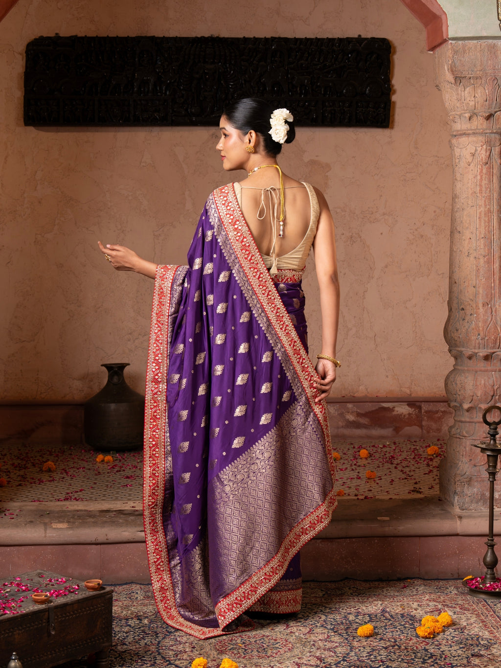 Purple Pure Katan Silk Banarasi Handloom Saree
