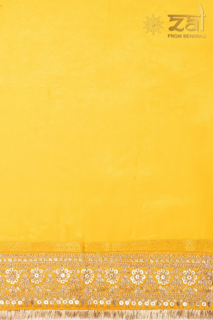 Yellow Pure Katan Silk Banarasi Handloom Saree