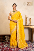 Yellow Pure Katan Silk Banarasi Handloom Saree