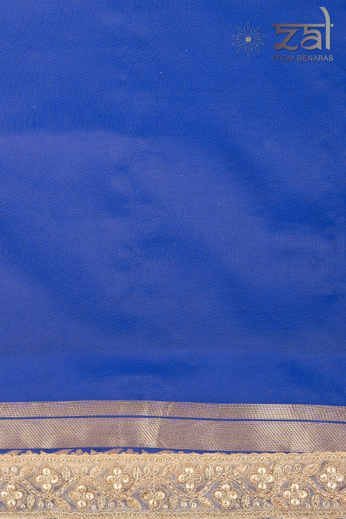 Blue Pure Katan Silk Brocade Banarasi Handloom Saree