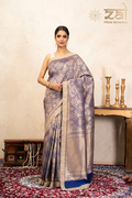 Blue Pure Katan Silk Brocade Banarasi Handloom Saree