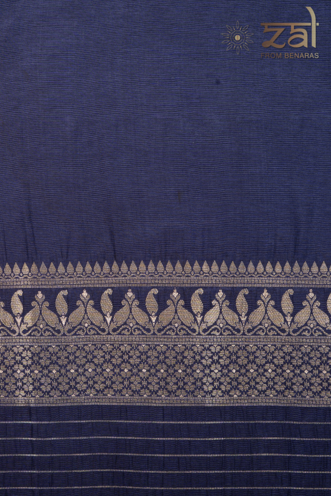 Navy Blue Pure Katan Silk Banarasi Handloom Saree