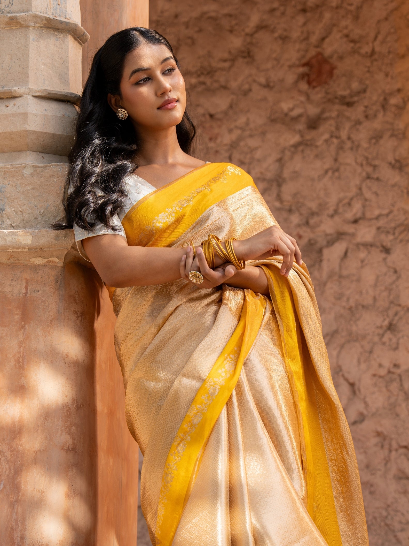 Yellow Pure Tissue Silk Banarasi Brocade Handloom Saree