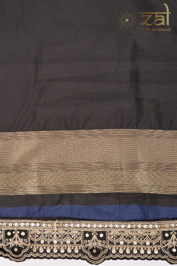 Black Pure Katan Brocade Banarasi Handloom Saree