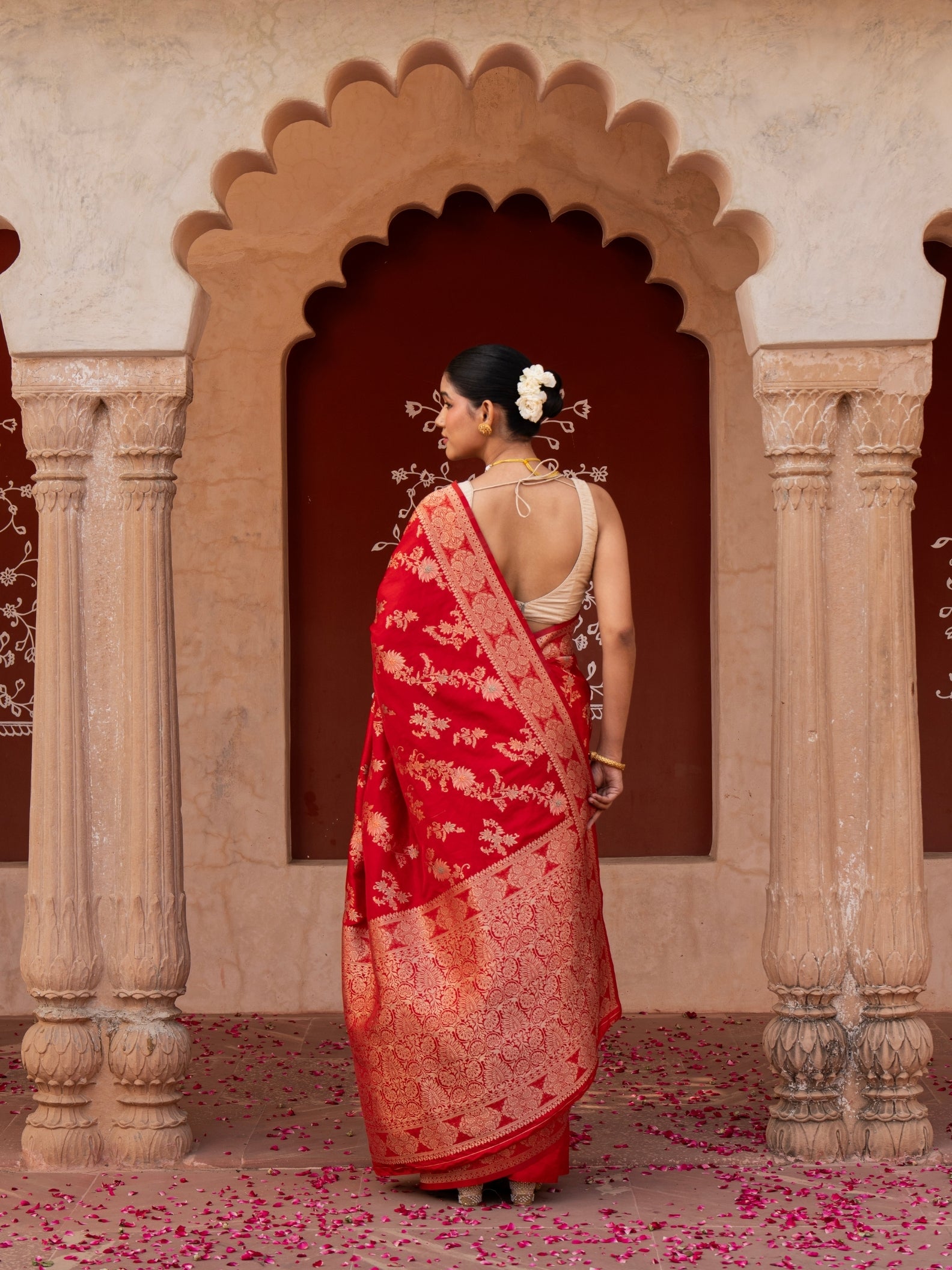 Red Pure katan Silk Banarasi Handloom Saree