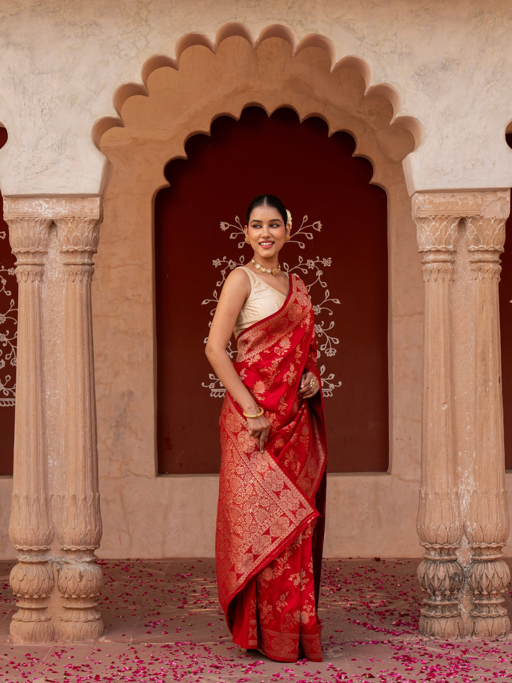 Red Pure katan Silk Banarasi Handloom Saree