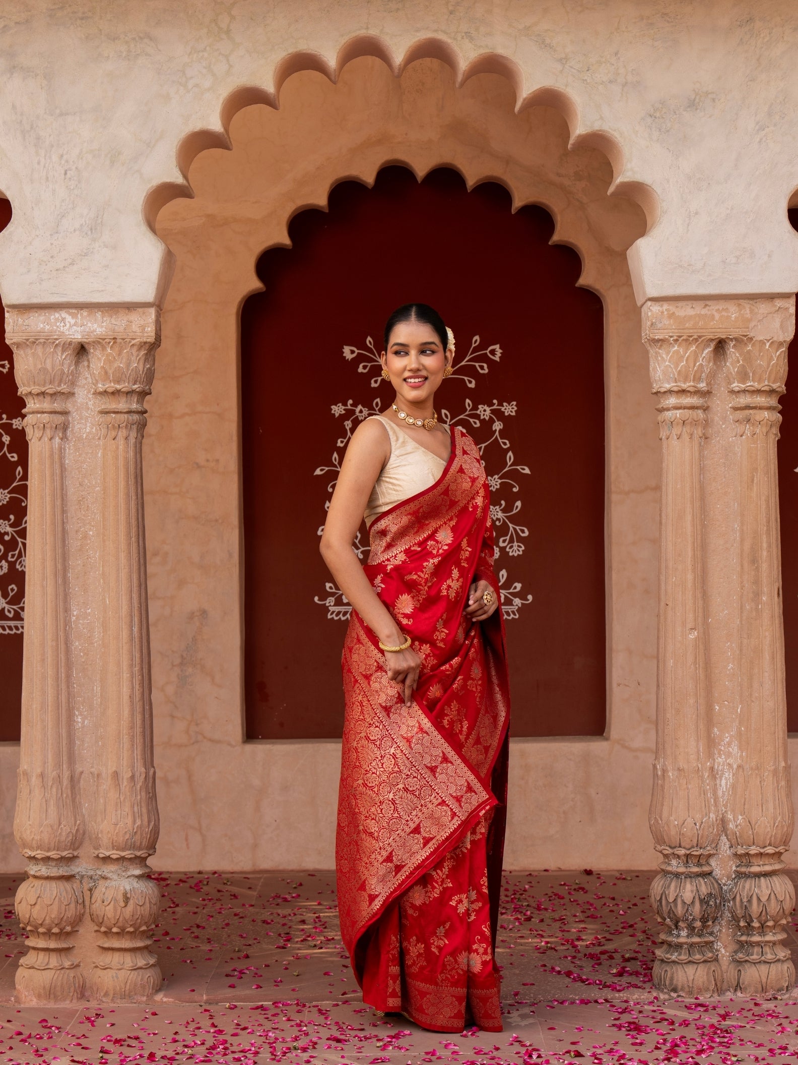 Red Pure katan Silk Banarasi Handloom Saree