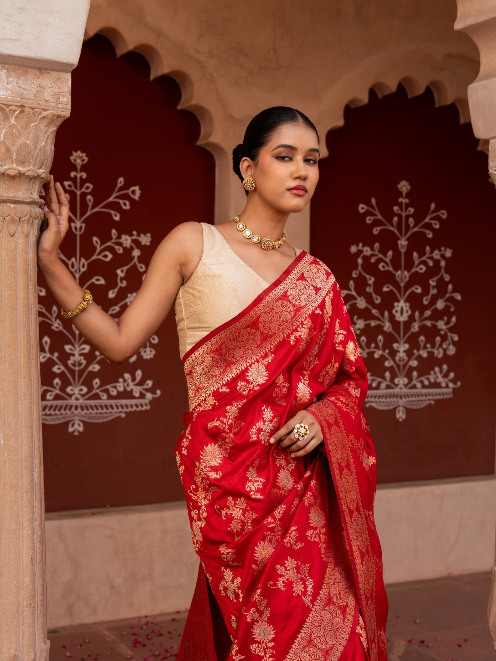 Red Pure katan Silk Banarasi Handloom Saree