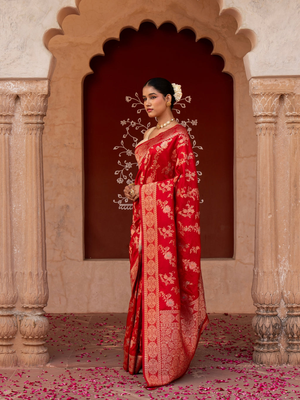 Red Pure katan Silk Banarasi Handloom Saree