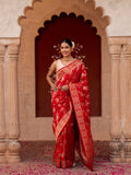 Red Pure katan Silk Banarasi Handloom Saree