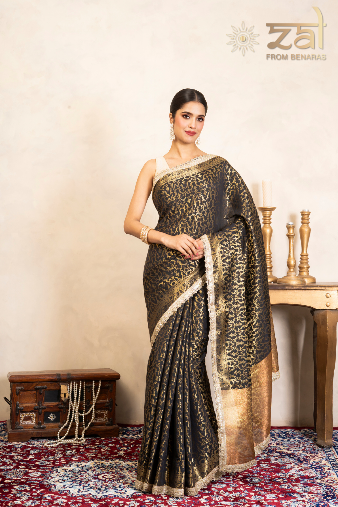 Black Pure Silk Banarasi Handloom Saree
