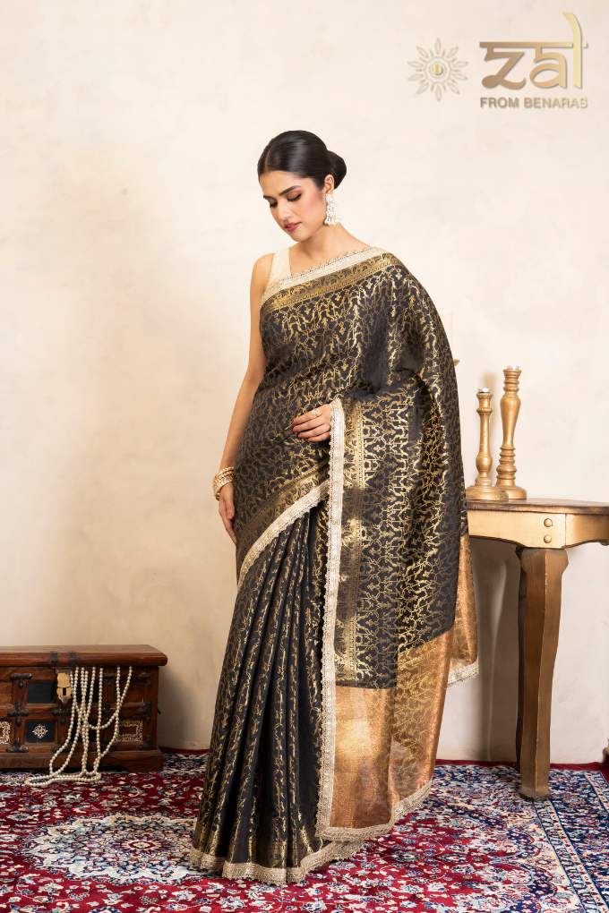 Black Pure Silk Banarasi Handloom Saree