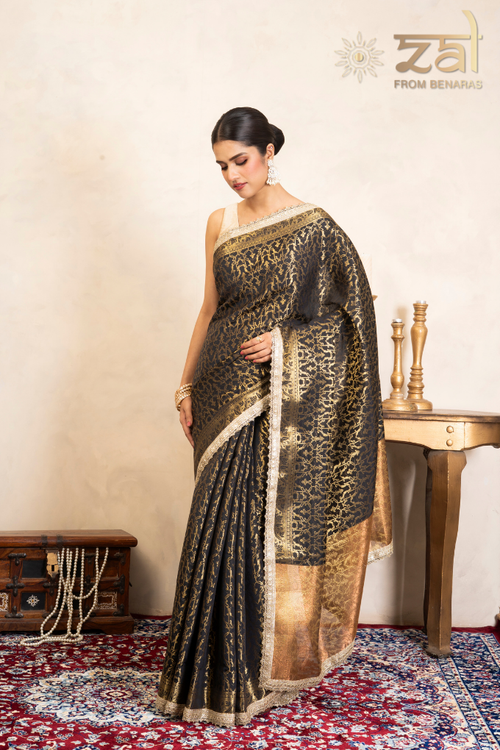Black Pure Silk Banarasi Handloom Saree