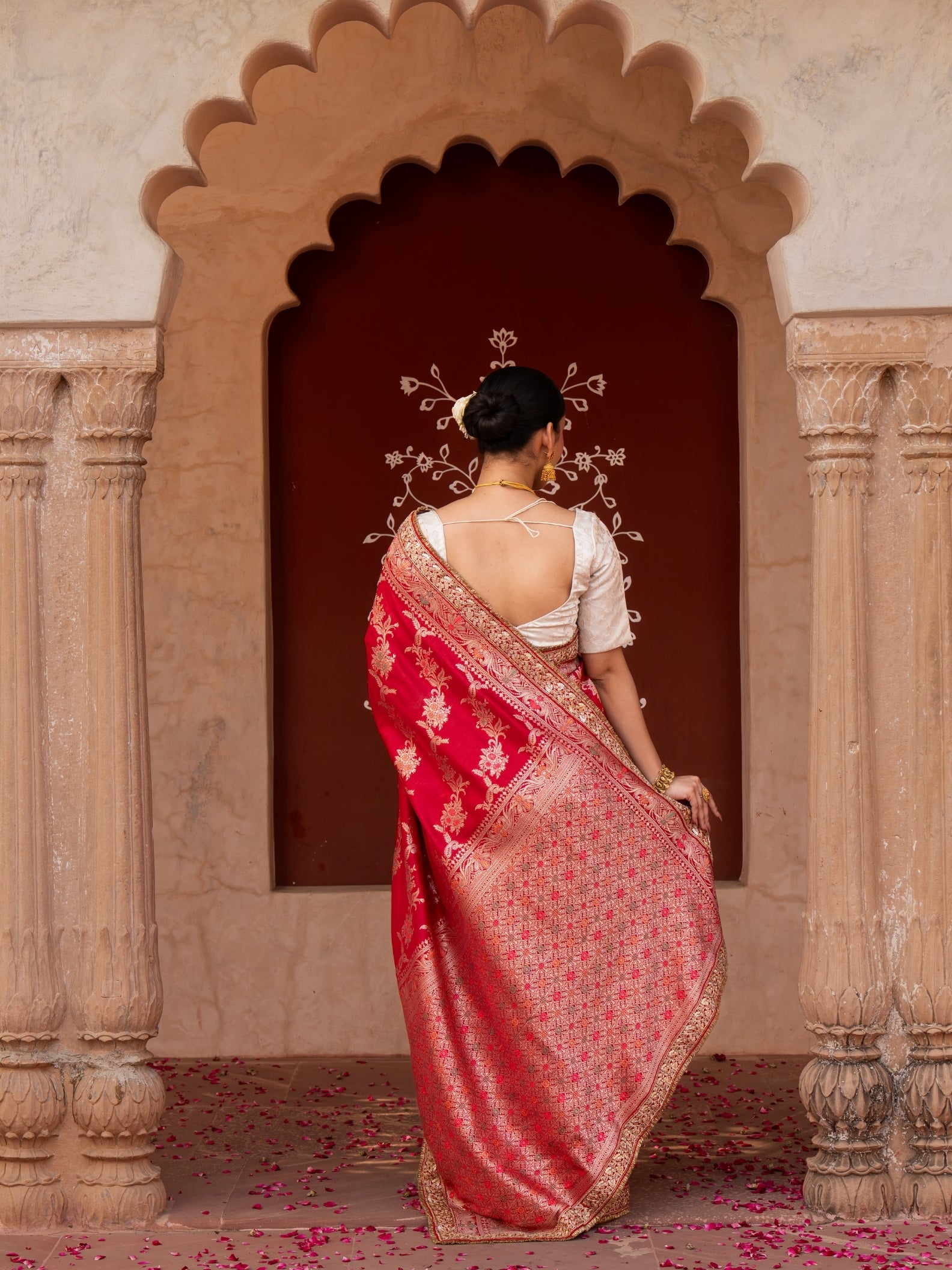 Red Pure katan Silk Banarasi Handloom Saree