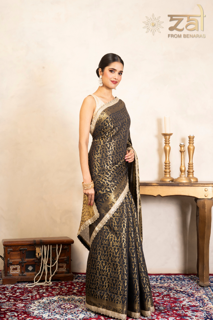 Black Pure Silk Banarasi Handloom Saree