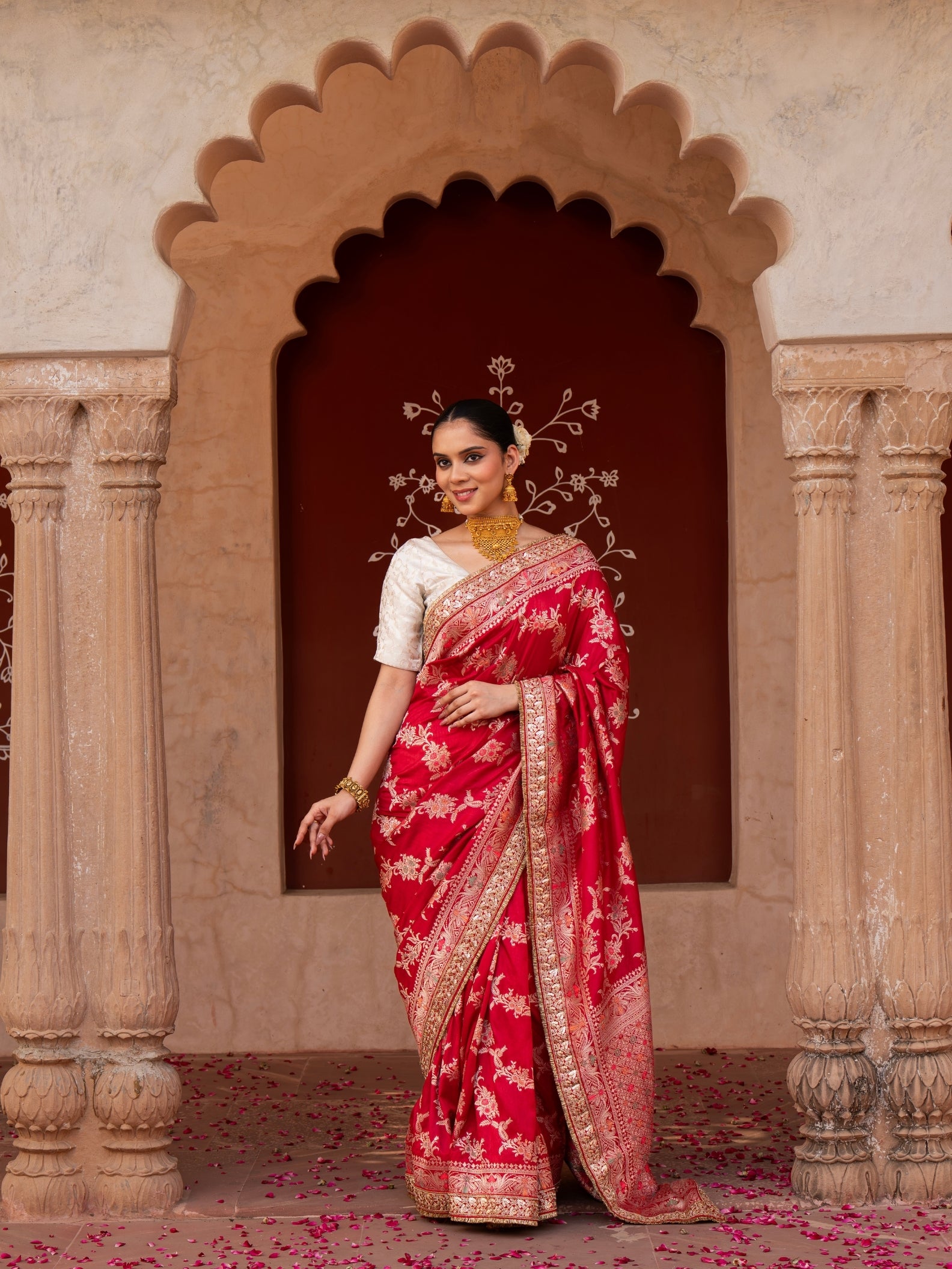 Red Pure katan Silk Banarasi Handloom Saree