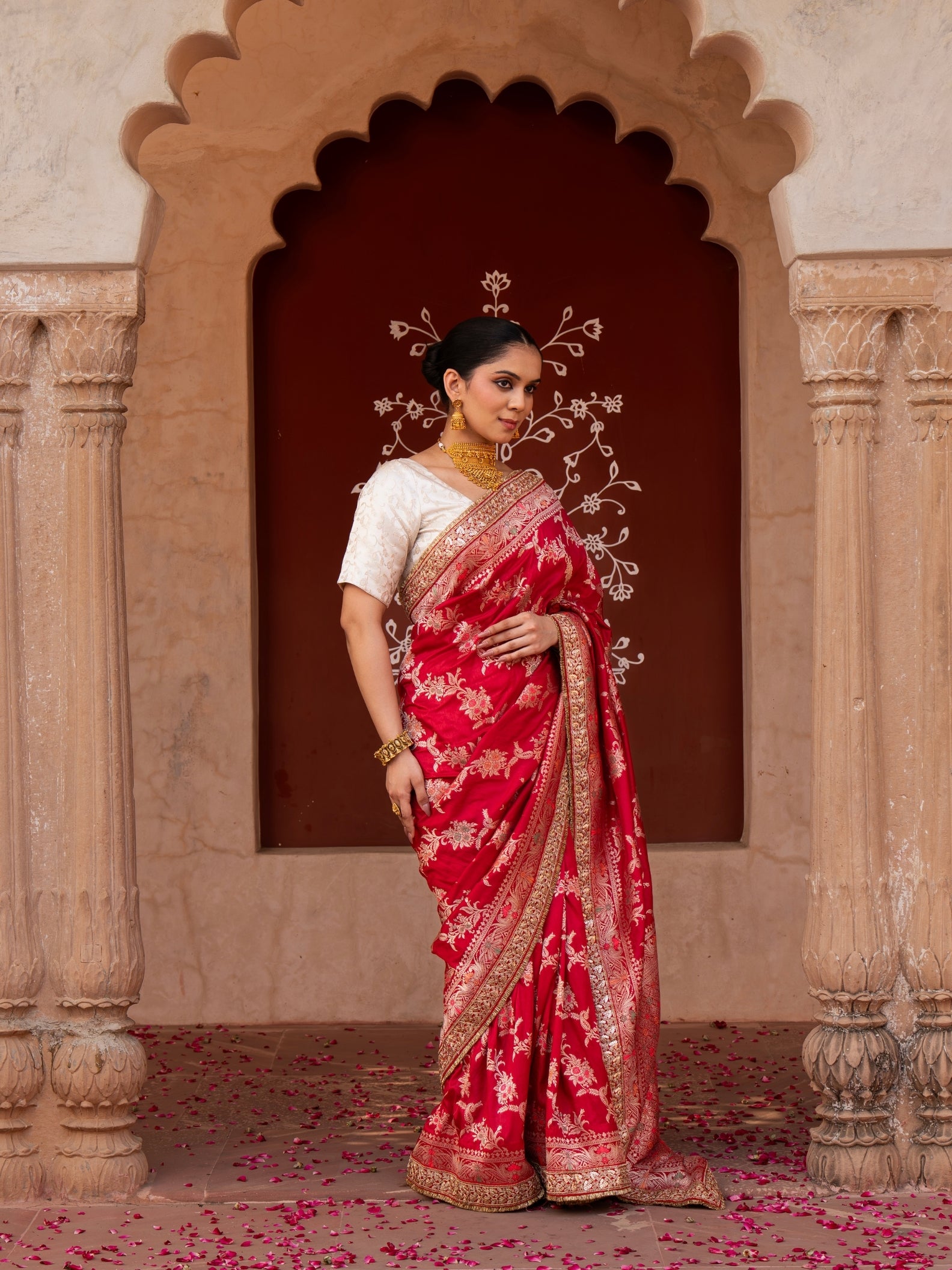 Red Pure katan Silk Banarasi Handloom Saree