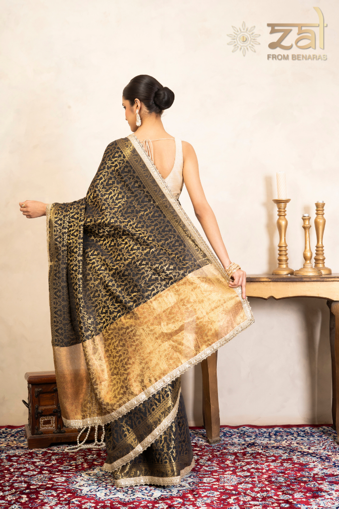 Black Pure Silk Banarasi Handloom Saree