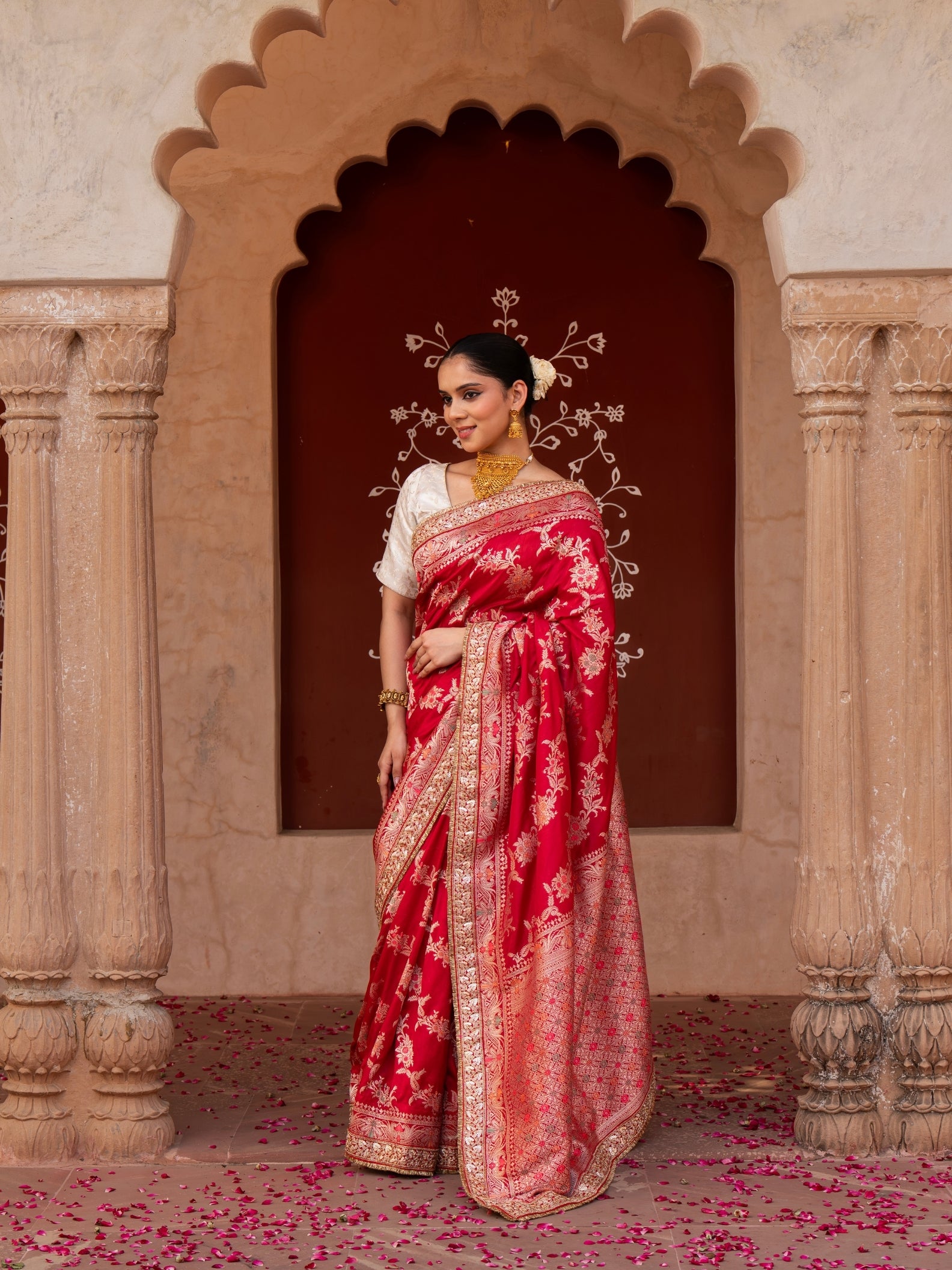 Red Pure katan Silk Banarasi Handloom Saree